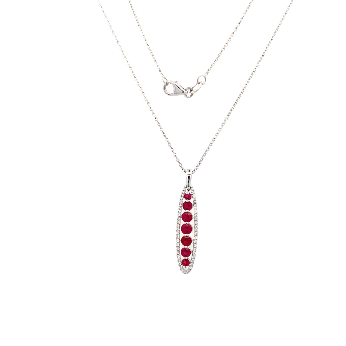 White Gold  Drop Style RubyPendants PP870DR