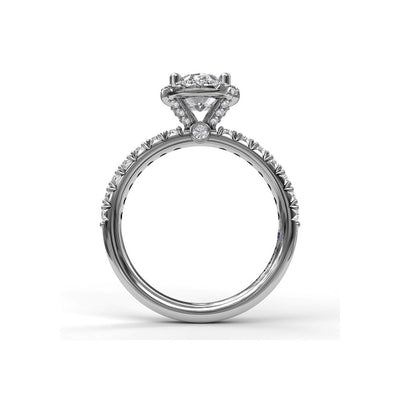 FANA 14 KT White Gold Halo Round Shape Engagement Rings S3838/WG