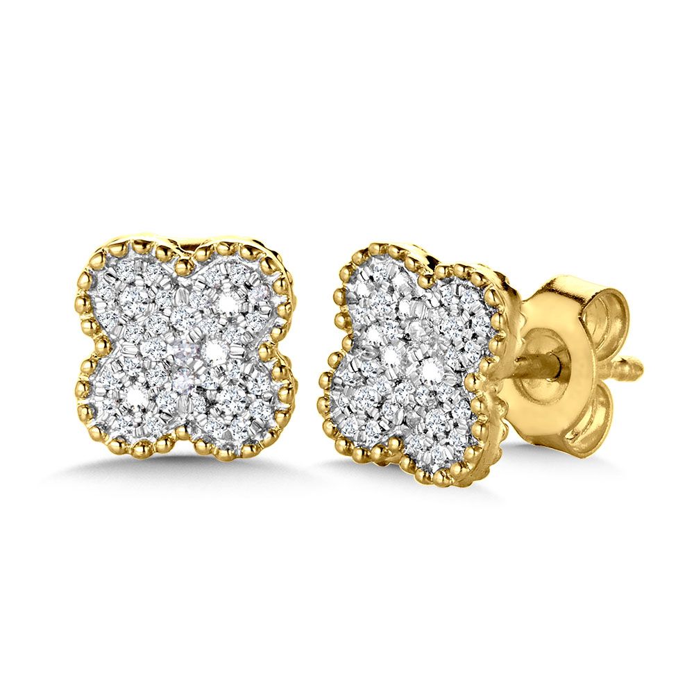 Yellow Gold Diamond Clover Earrings