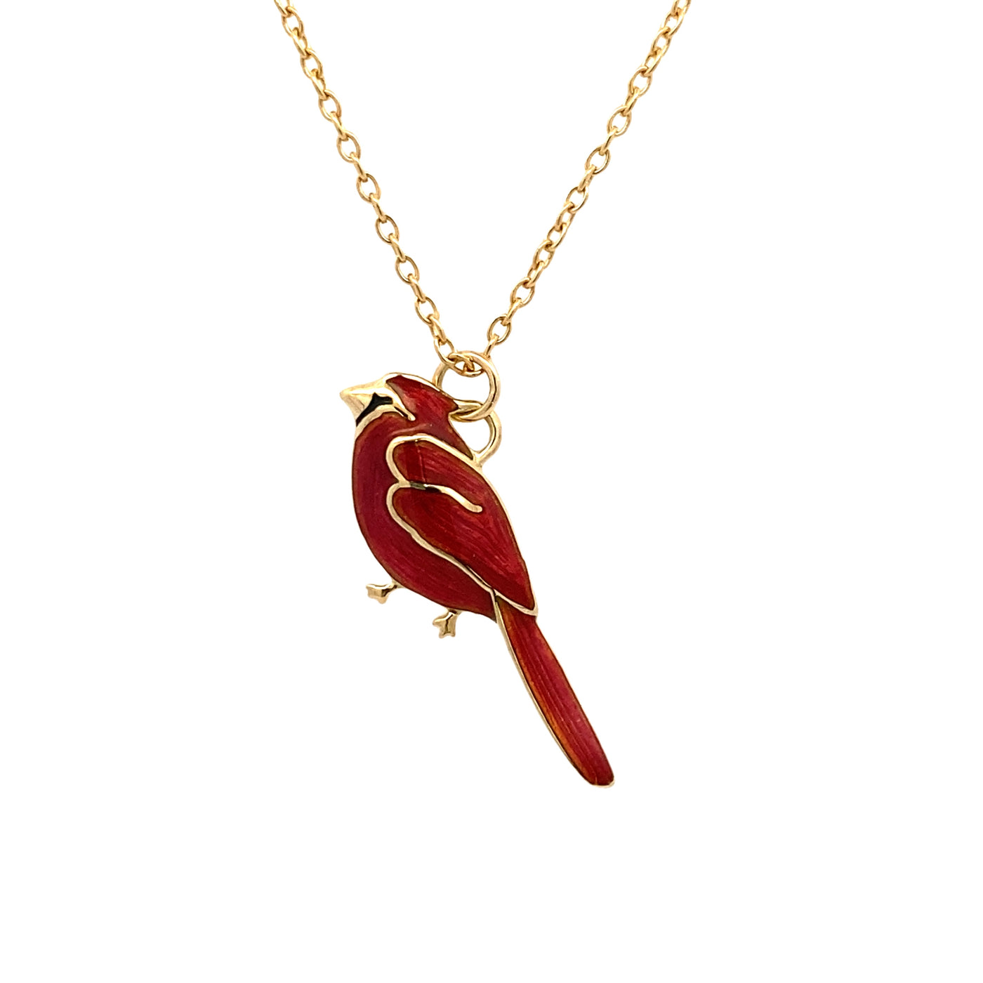 Nicole Barr Yellow Gold Enamel Cardinal Pendant