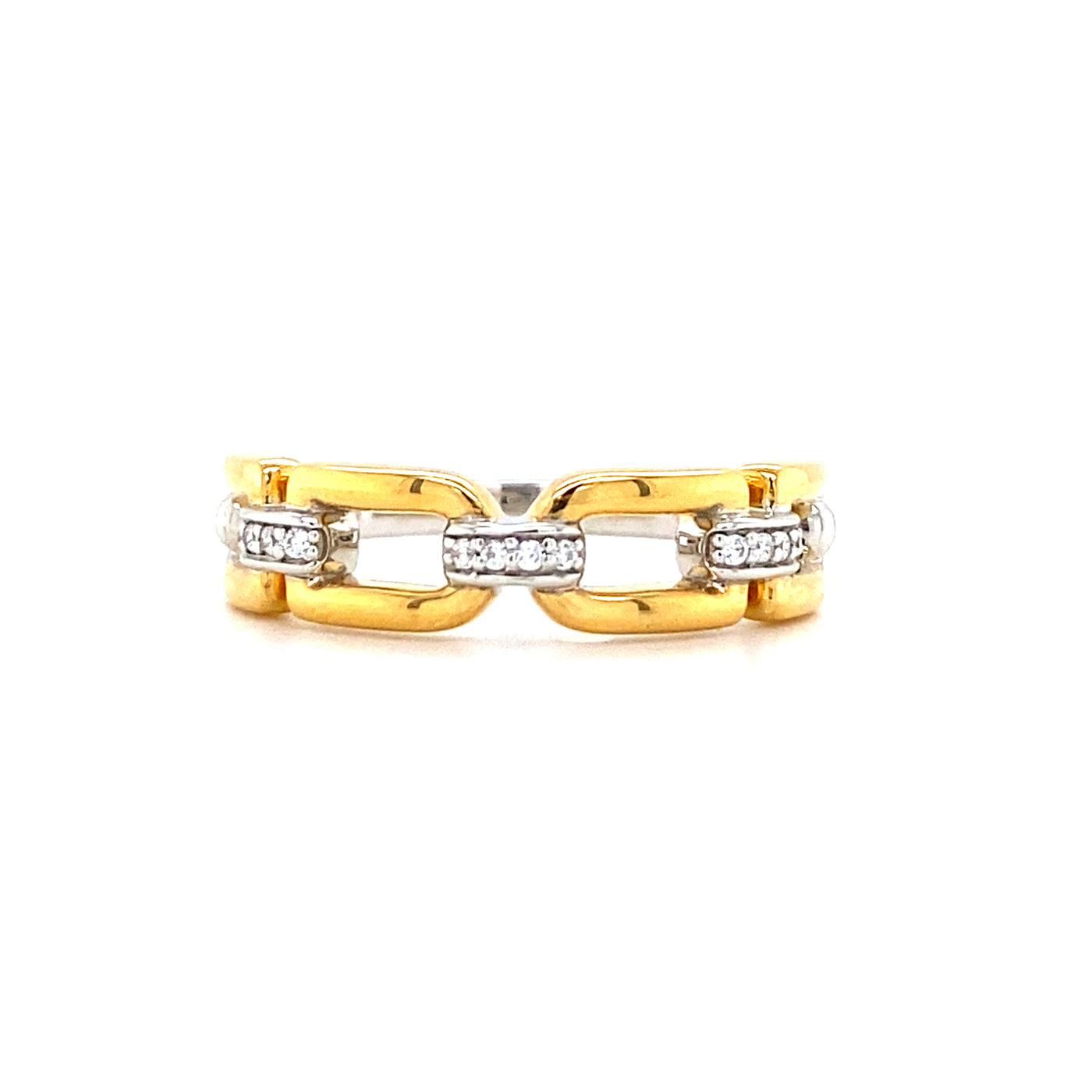 CZ Link Style Ring in Two-Tone Gold by Ti Sento Milano