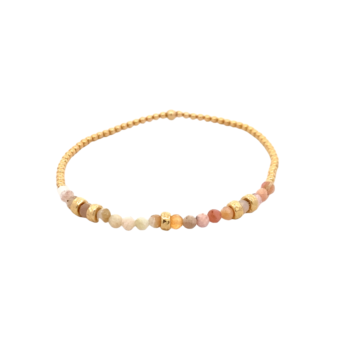 2mm Opal and Rondelle Stretch Bracelet in Yellow Gold by Karen Lazar