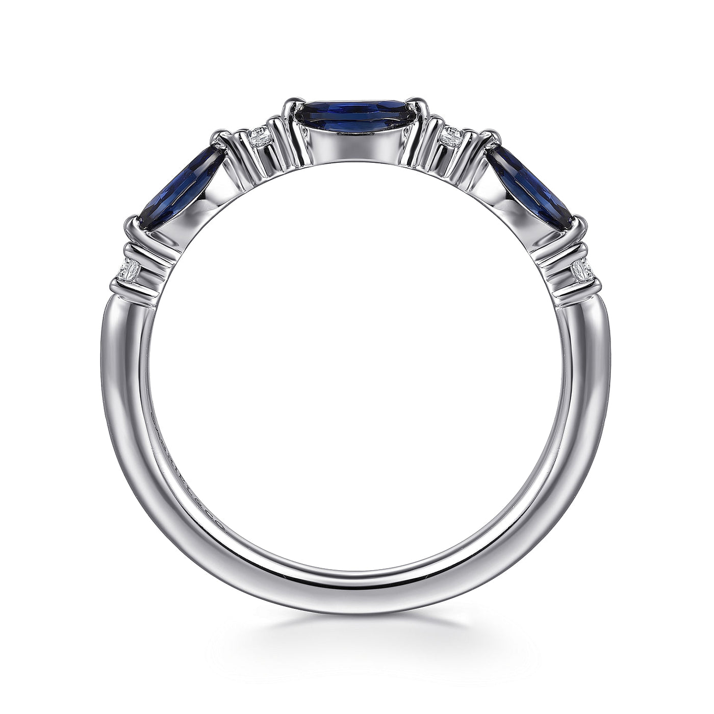 Marquise Sapphire & Diamond Ring in White Gold by Gabriel & Co.