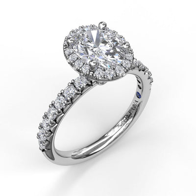 FANA White Gold Halo Round Shape Engagement Rings S3838/WG