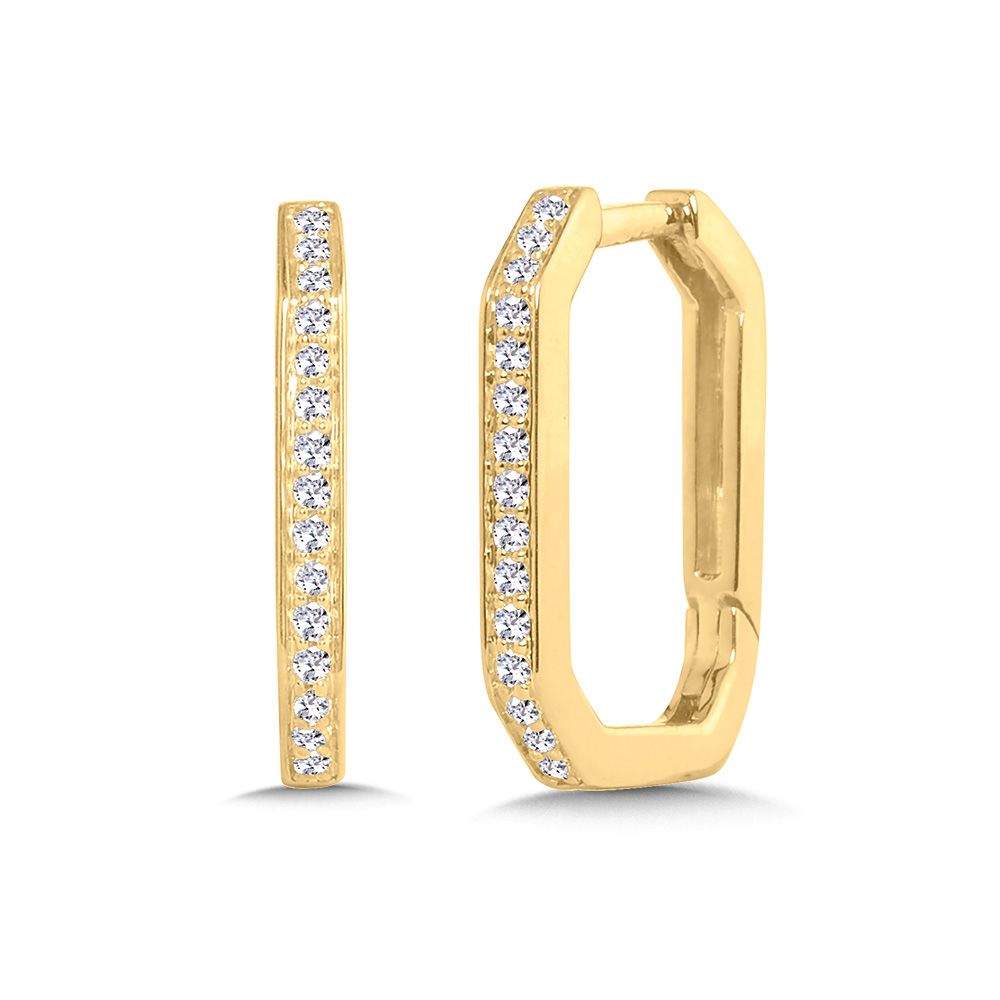 Yellow Gold Diamond Oblong Hoops