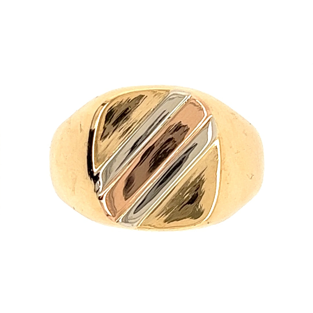 Estate Signet Ring in Three-Tone Gold