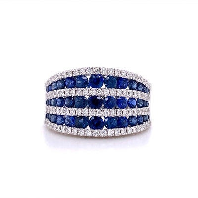 Sapphire and Diamond Cocktail Ring in White Gold by Zeghani