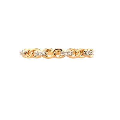 Yellow Gold Diamond Link Stackable Ring