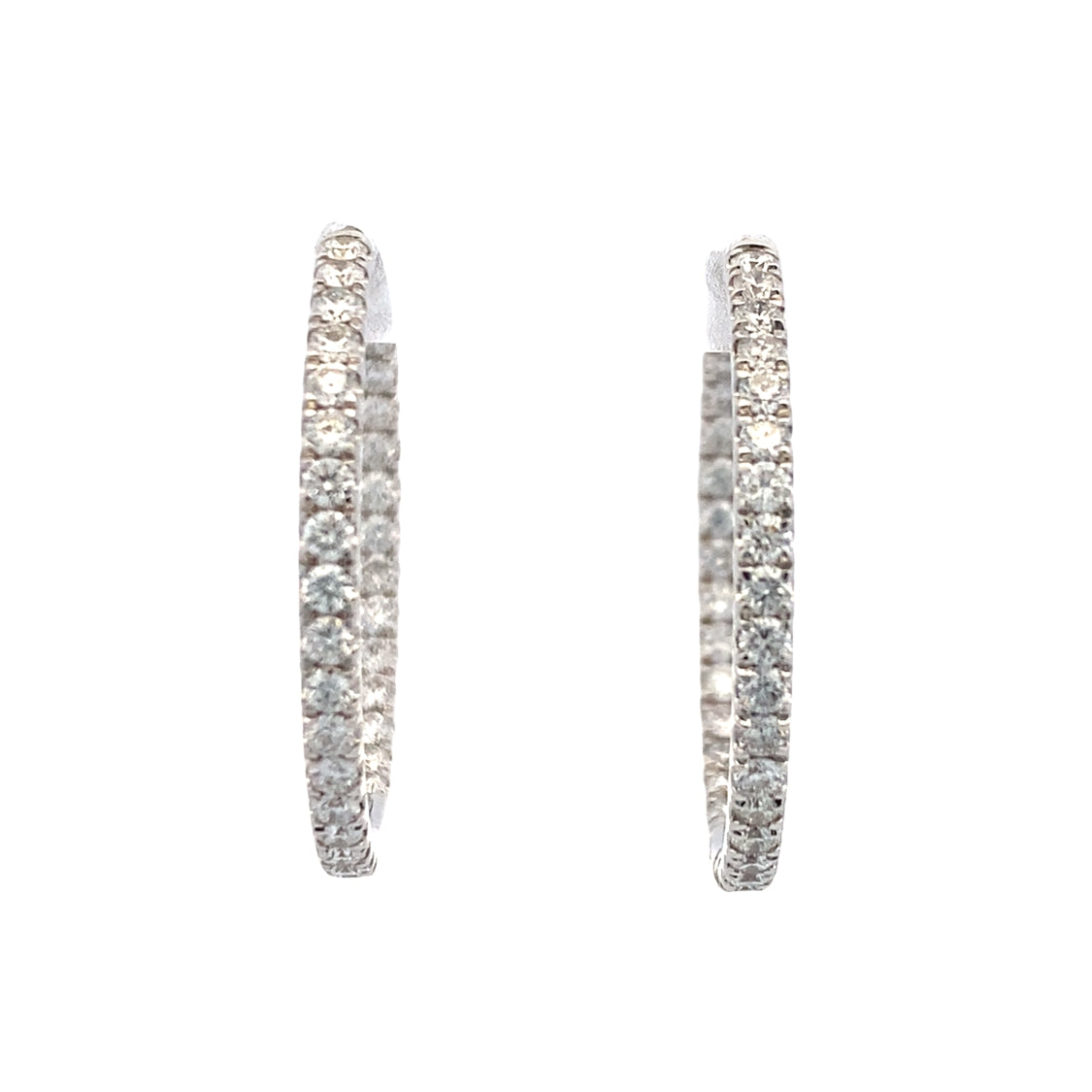 2ctw INSIDE/OUTSIDE DIAMOND HOOP EARRINGS IN WHITE GOLD