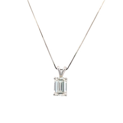 LAB -Created 1.5ct Emerald Cut Diamond Solitaire Pendant in White Gold