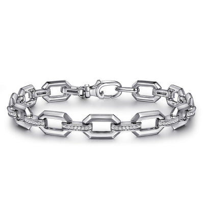 White Sapphire Link Bracelet in Silver by Gabriel NY