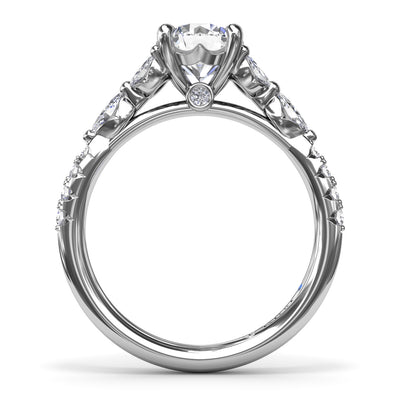 FANA White Gold Side Stones Diamond Engagement Ring S4121/WG