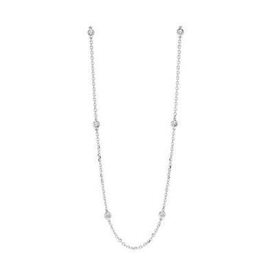 Diamond by the Yard Station Necklace in White Gold