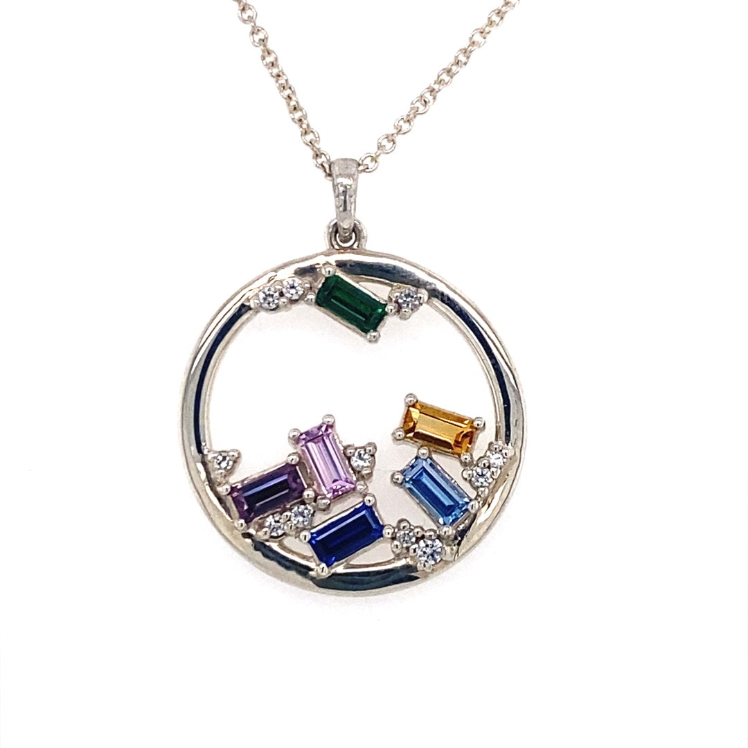 Six Stone Birthstone Family Necklace in Silver