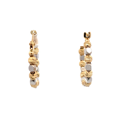 DC & HP Square Bead Hoops in Two-Tone Gold