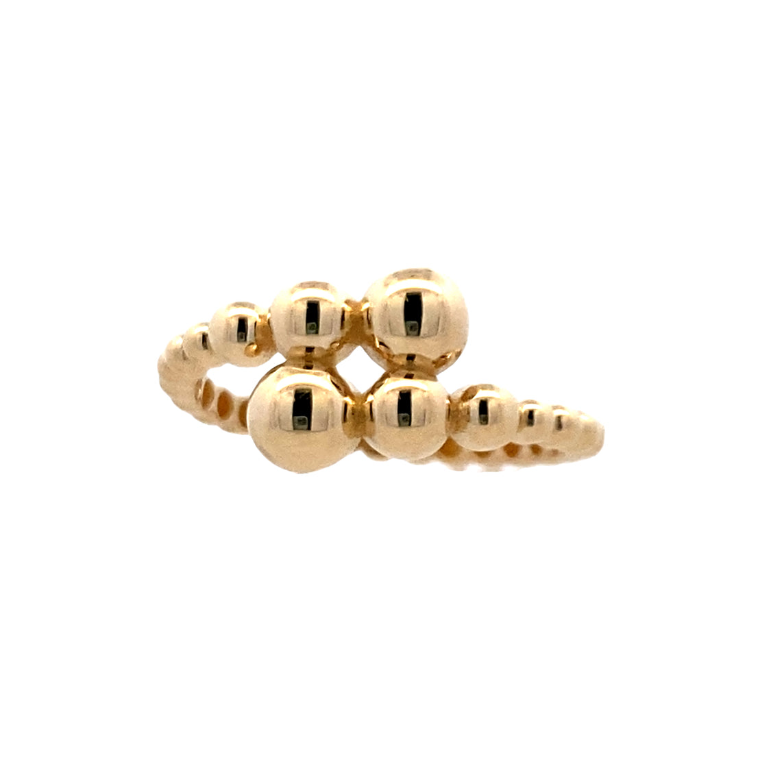 Beaded Bypass Ring in Yellow Gold