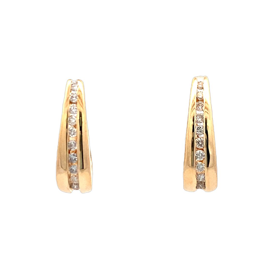 Estate  J Hook Diamond Earrings in Yellow Gold