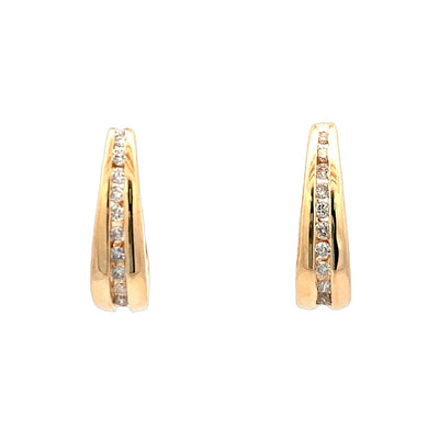 Estate  J Hook Diamond Earrings in Yellow Gold