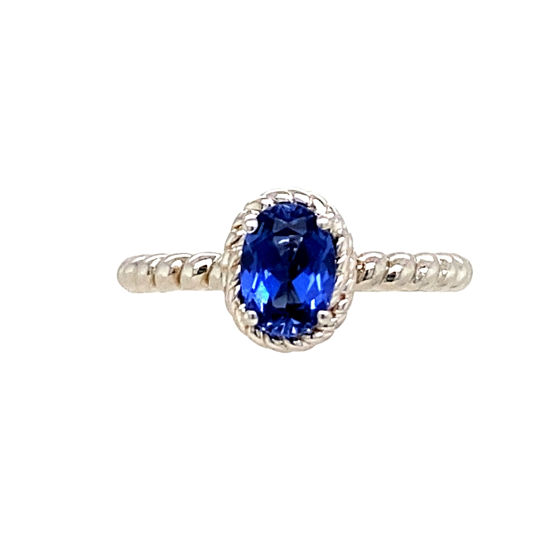 Created Blue Sapphire Ring in Silver