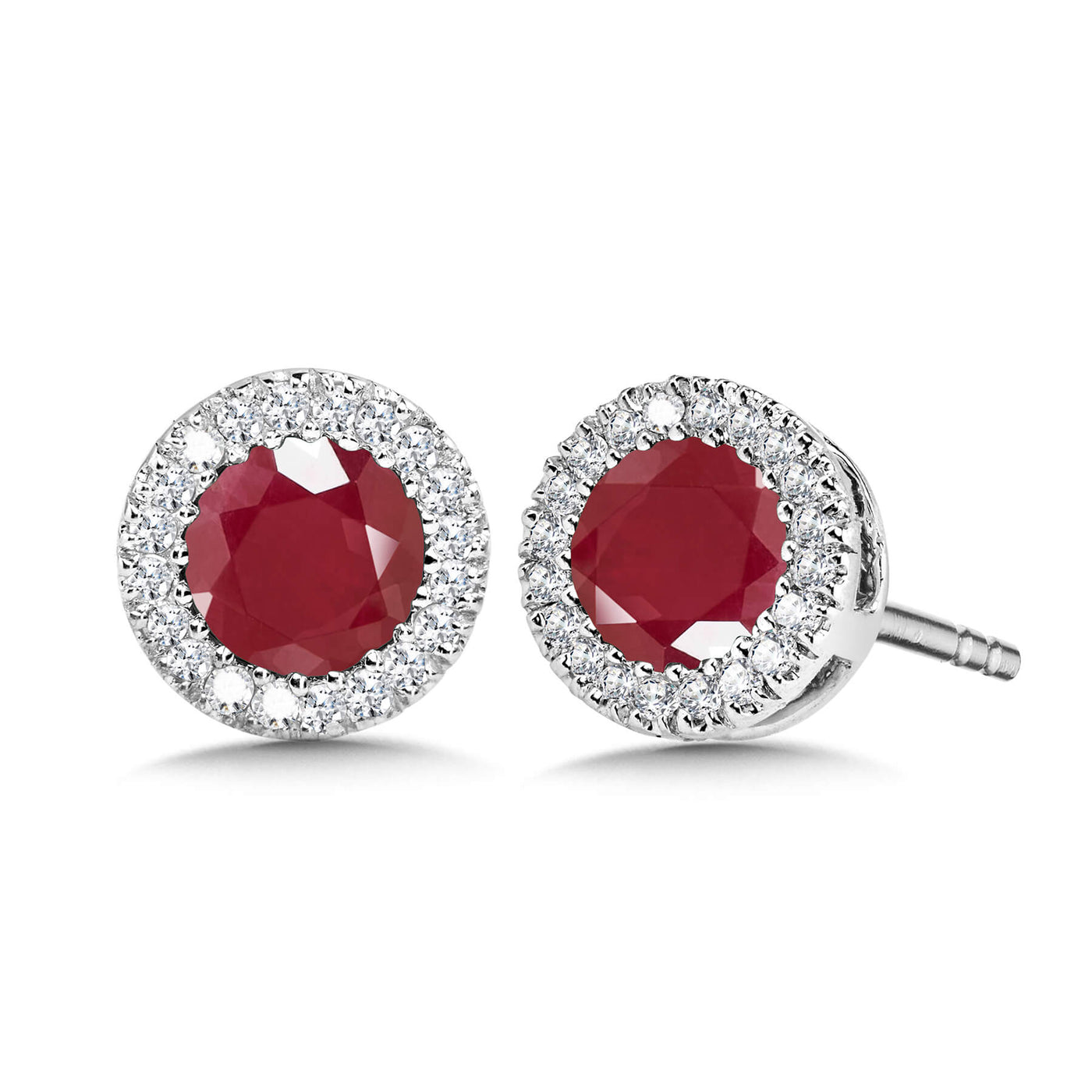 Ruby and Diamond Stud Earrings in White Gold