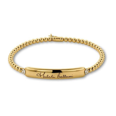 Engraveable Bar Expandable Bracelet in Yellow Gold by Hulchi Belluni