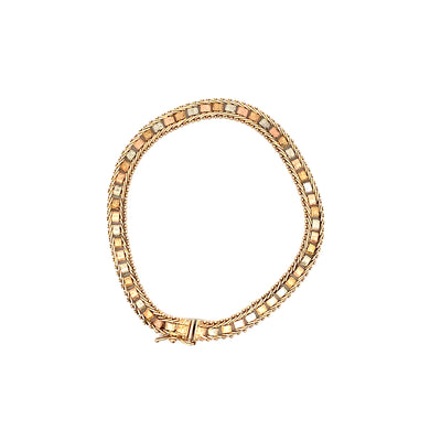 Estate Fancy Link Bracelet in Three-Tone Gold