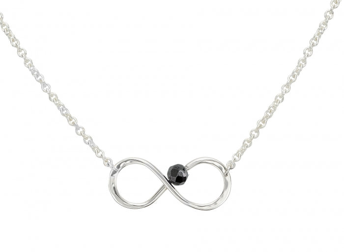 Hematite Infinity Necklace in Silver by E.L. Designs