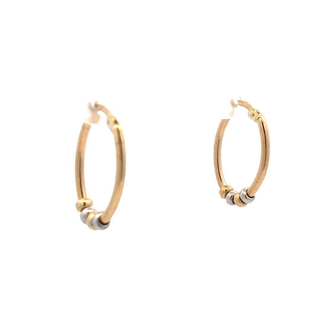 Oval Hoop Earrings in Two-Tone Gold