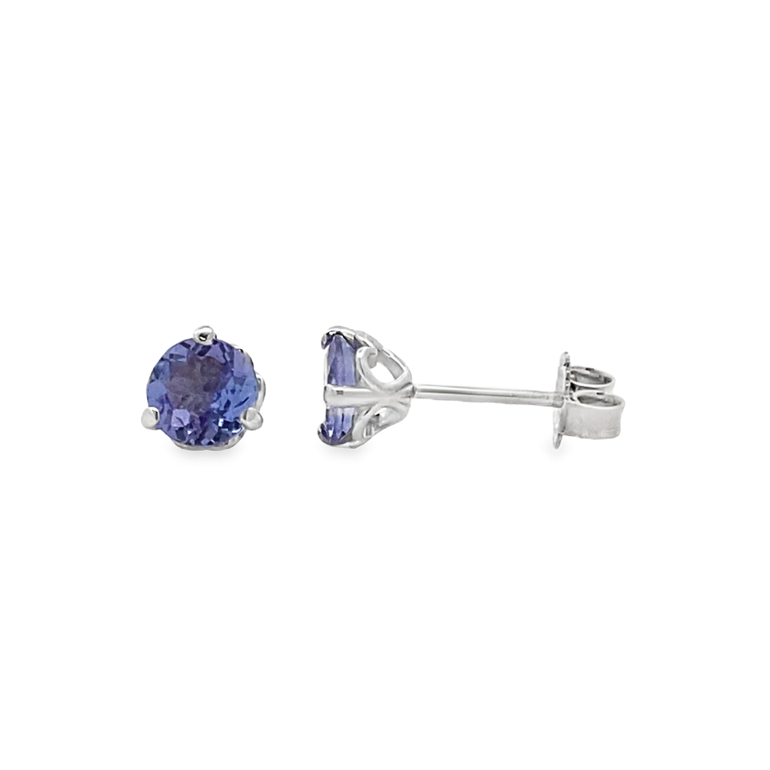 Tanzanite Stud Earrings in White Gold by B&C