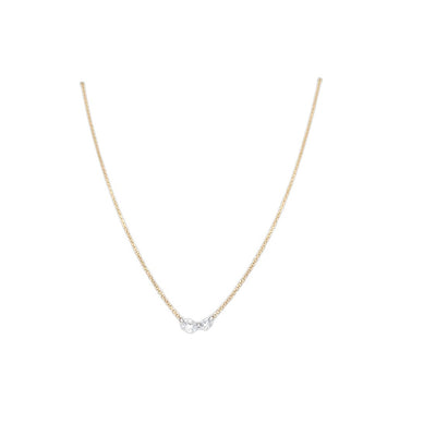 LAB-Created Diamond 2 Stone Suspension Necklace in White Gold