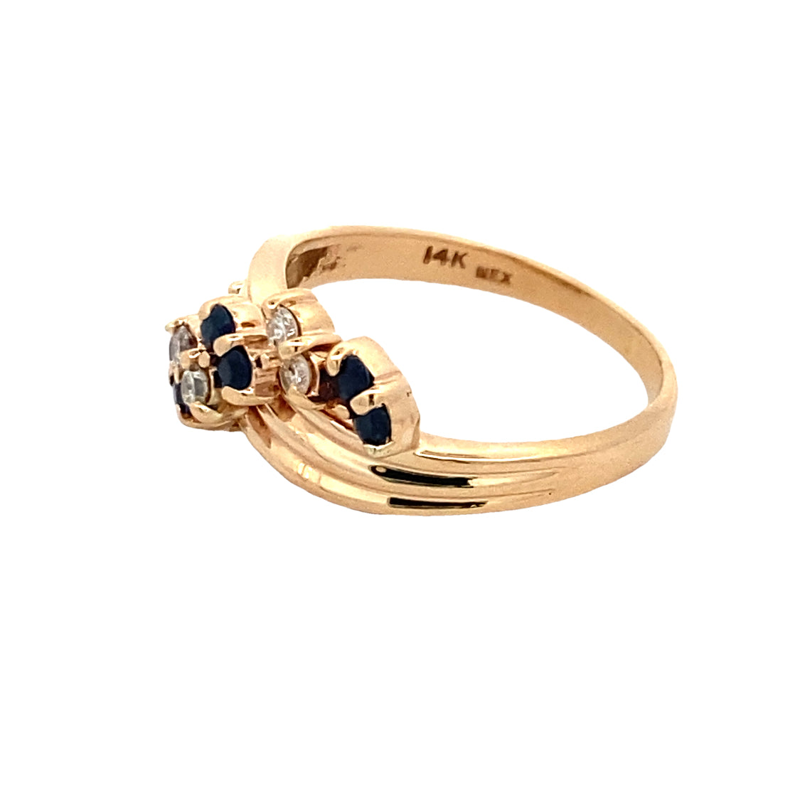 Estate Twist Sapphire & Diamond Ring in Yellow Gold