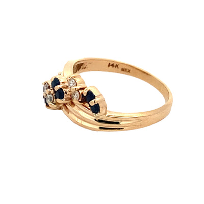 Estate Twist Sapphire & Diamond Ring in Yellow Gold