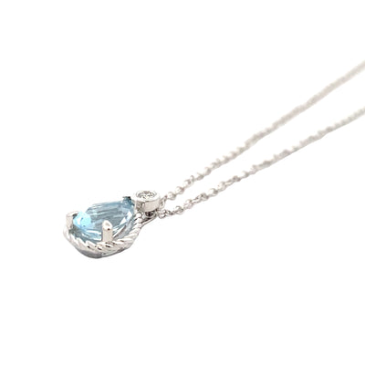 Aquamarine and Diamond Pendant in White Gold by Gabriel & Co.