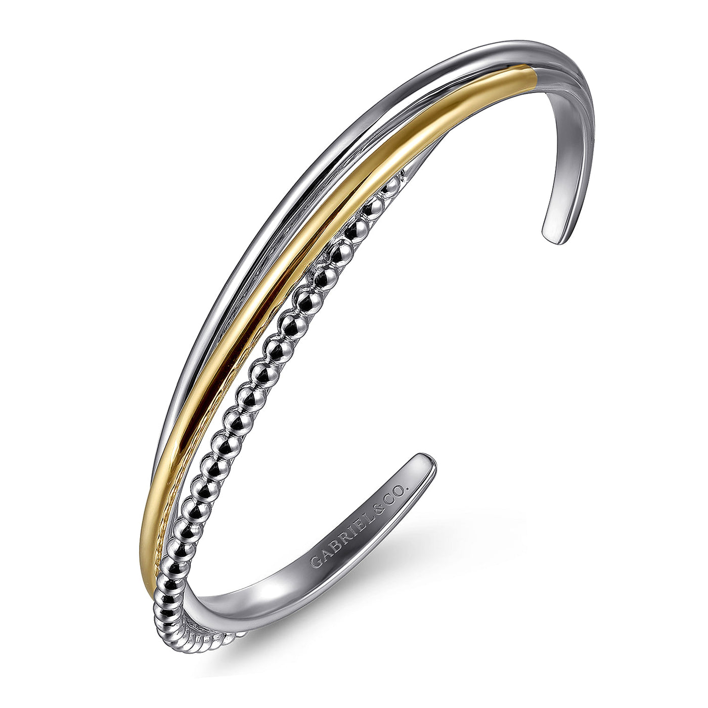 Twisted Bujukan Bangle in Two-Tone Gold by Gabriel & Co.