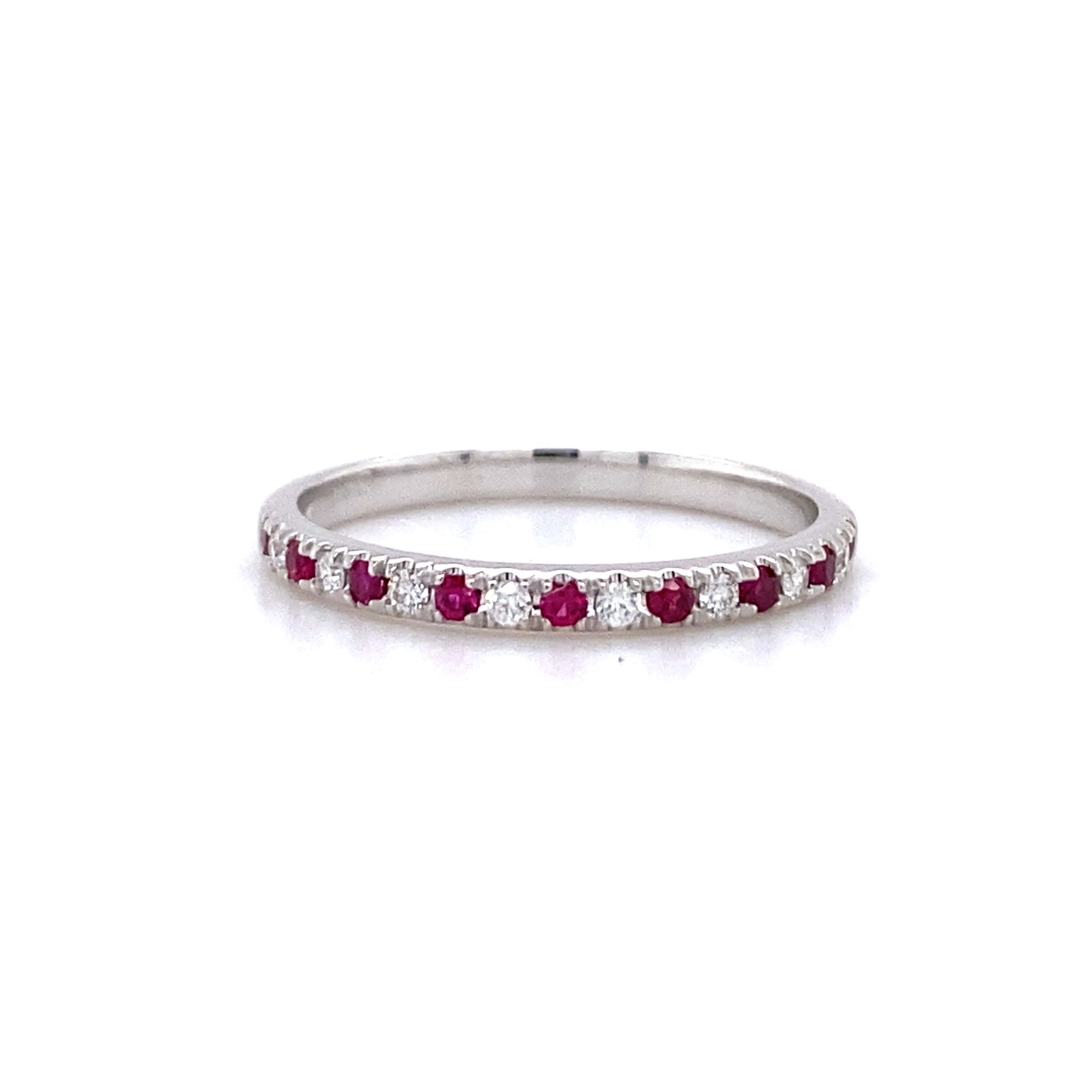 1/4ctw Ruby and Diamond Band in White Gold by B&C