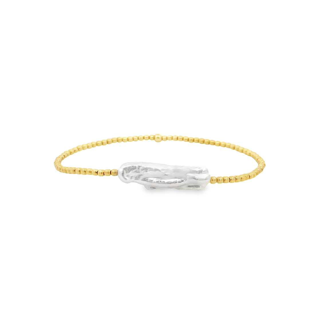 2mm Pearl Bar Stretch Bracelet in Yellow Gold by Karen Lazar