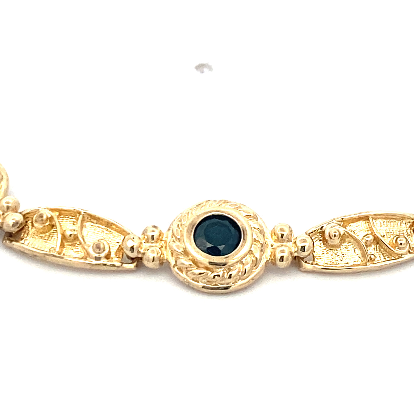 Estate Yellow Gold Sapphire Fancy Link Bracelet