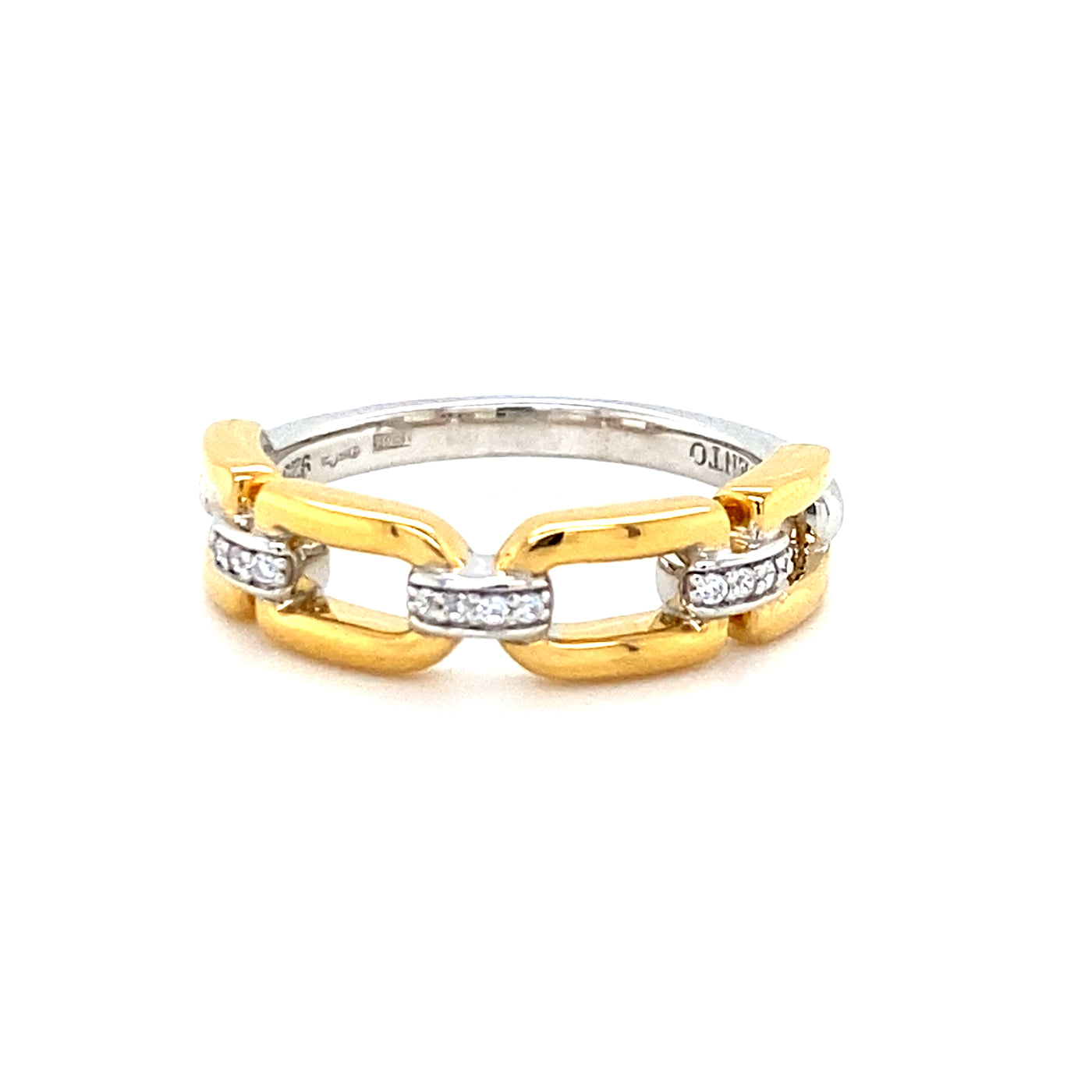 CZ Link Style Ring in Two-Tone Gold by Ti Sento Milano