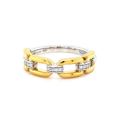 CZ Link Style Ring in Two-Tone Gold by Ti Sento Milano