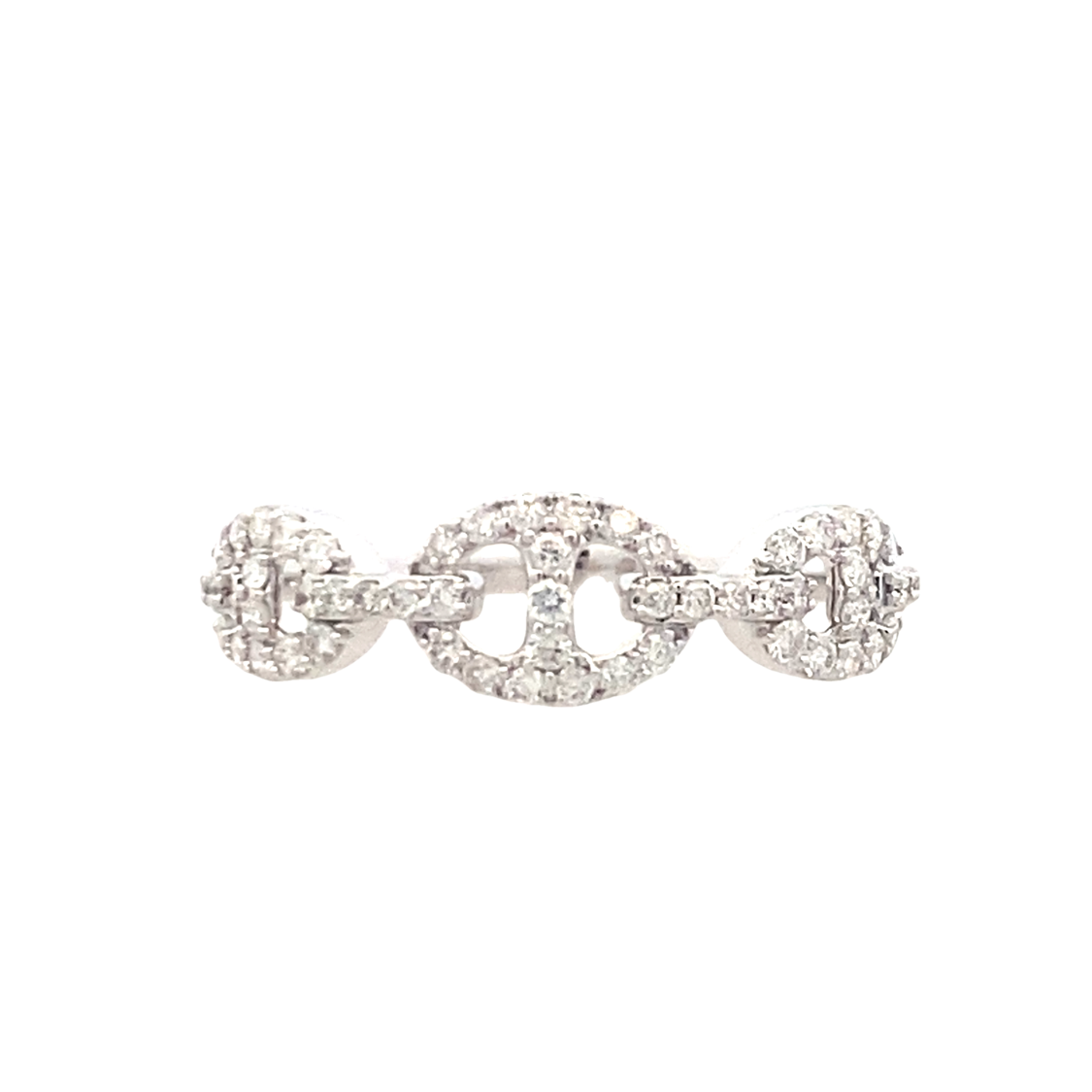 Diamond Fancy Link Ring in White Gold