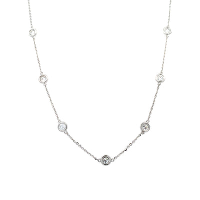 Lab-Created Diamond Station Necklace in White Gold