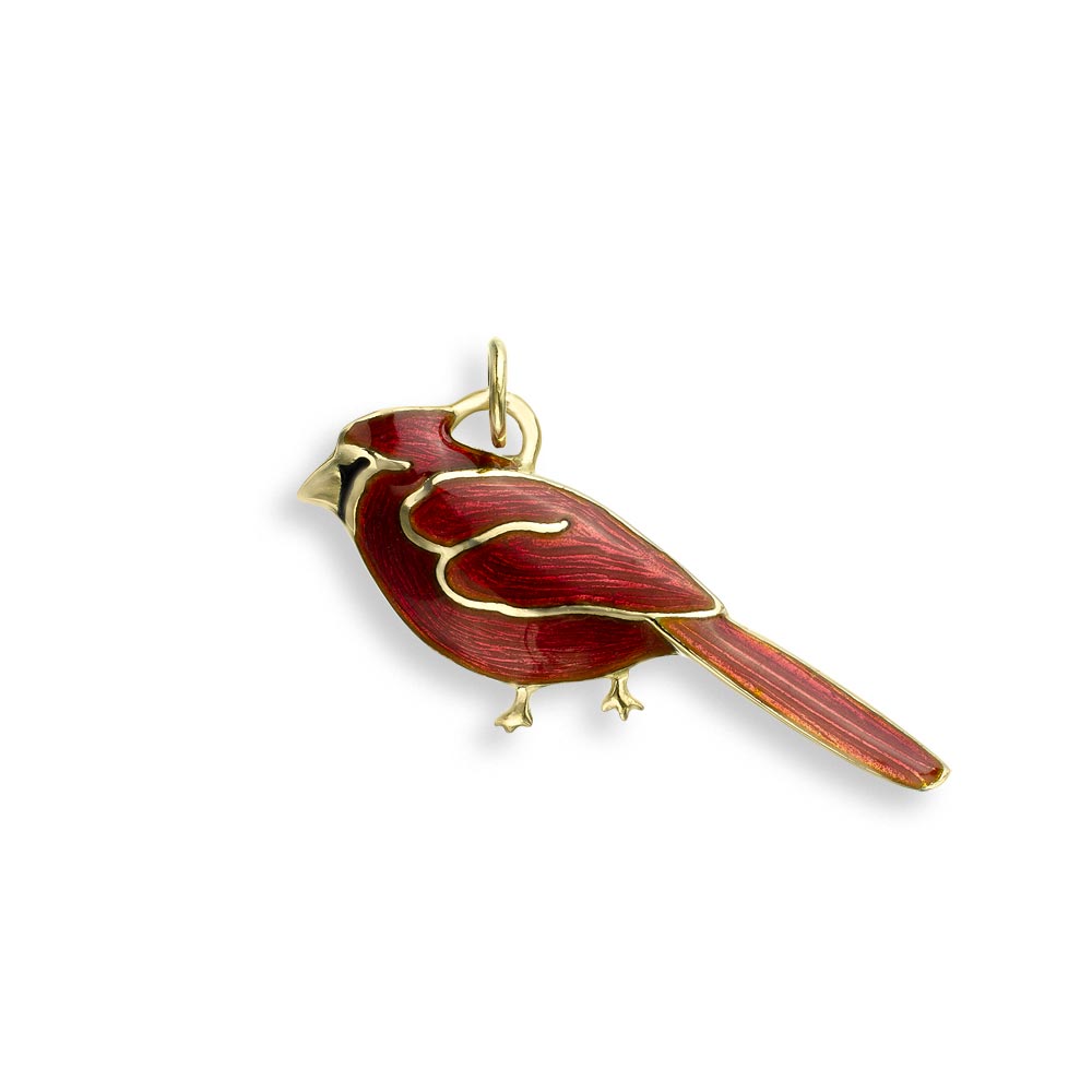 Nicole Barr Yellow Gold Enamel Cardinal Pendant