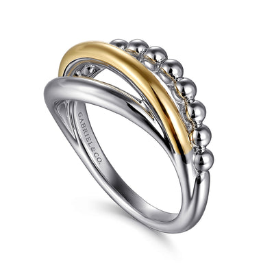 Bujukan Twist Ring in Two-Tone Gold by Gabriel & Co.