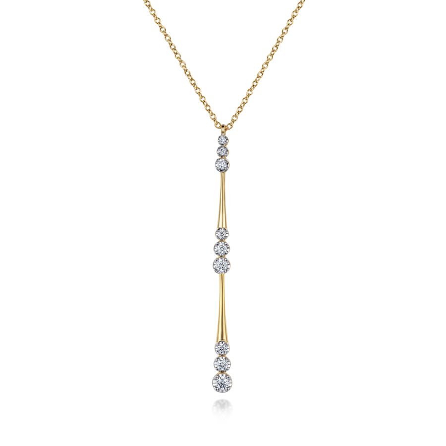 Diamond Drop "Y" Necklace in Yellow Gold by Gabriel & Co.