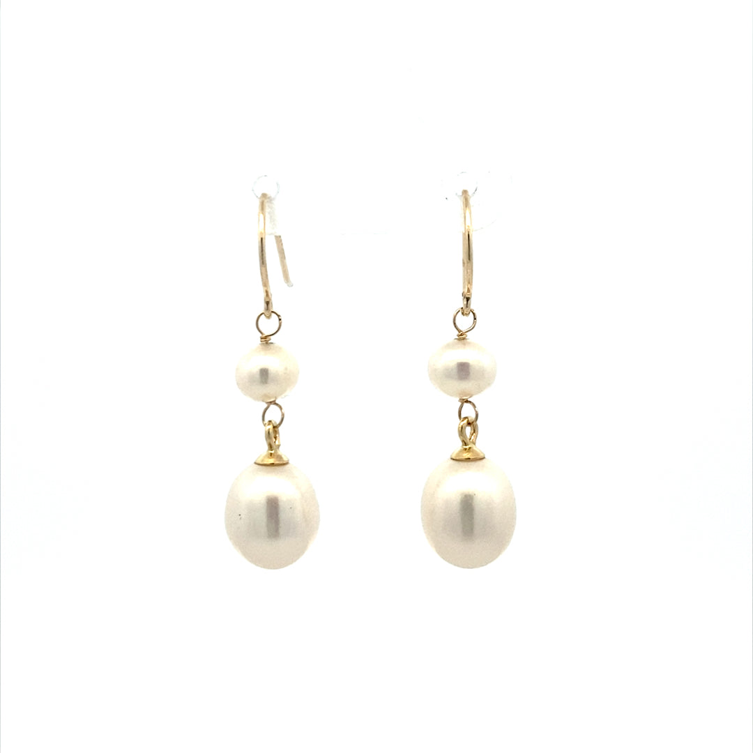 Yellow Gold Drop Pearl Earrings 928182/FW