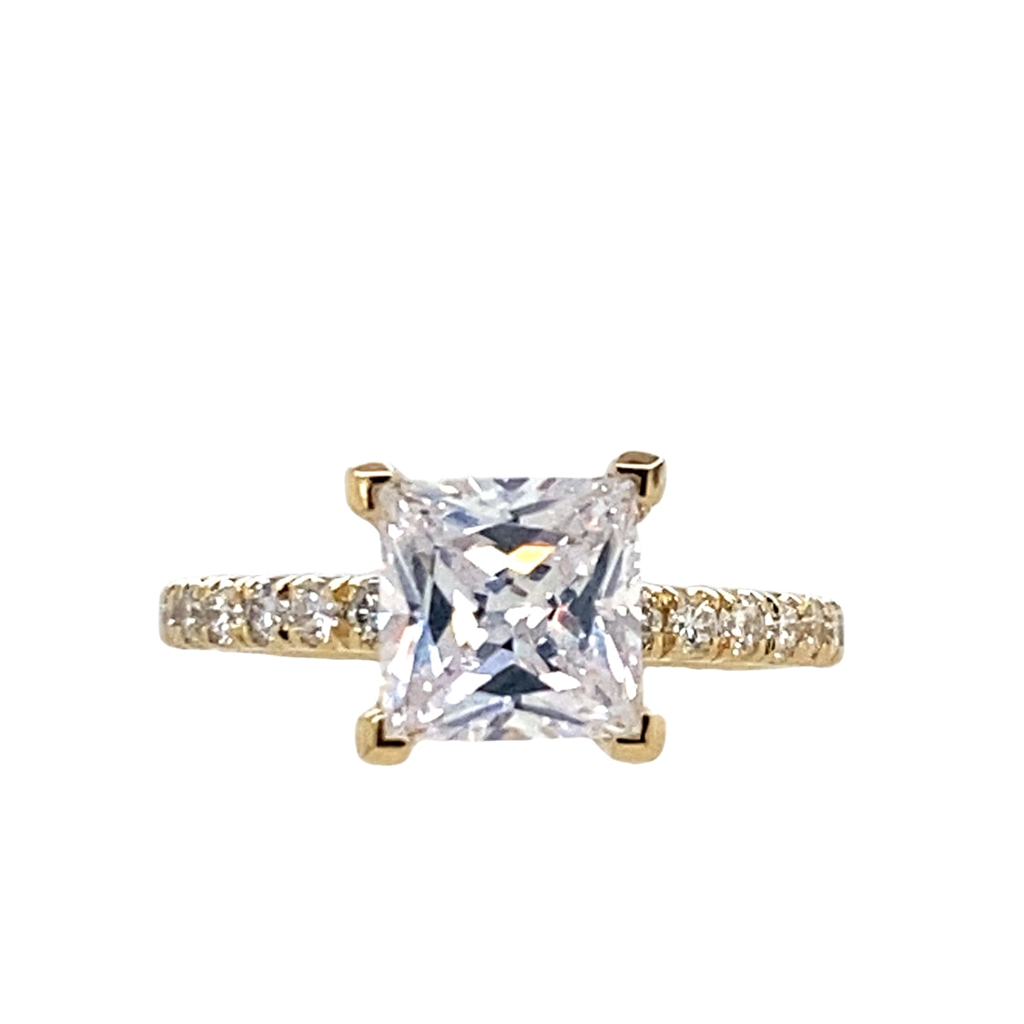 Princess Cut Side Stone Engagement Ring in Yellow Gold by Gabriel NY