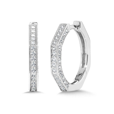 Diamond Geometric Hoops in White Gold