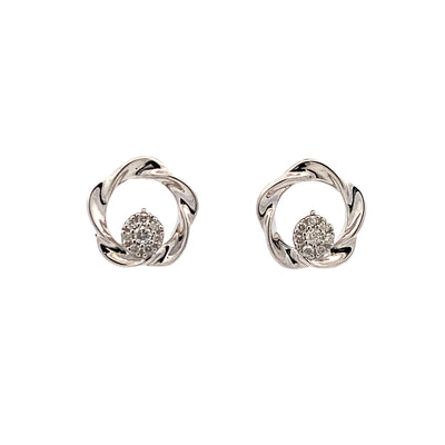 Silver Stud Diamond Earrings