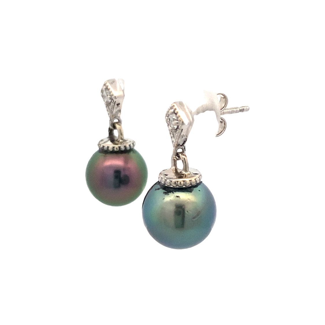 Beeghly & Co. White Gold Drop Pearl Earrings