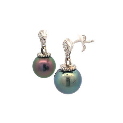 Beeghly & Co. White Gold Drop Pearl Earrings